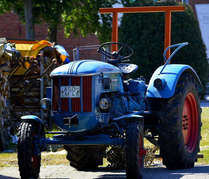 Hanomag, 完美, 蓝色, 拖拉机, 成熟, Oldtimer, 怀旧, 行业