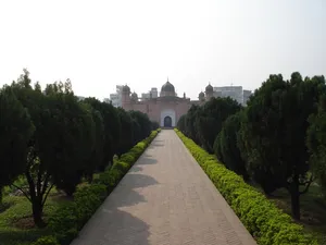 拉尔巴格堡，17世纪莫卧儿堡，达卡，植物，树木，建筑，建筑结构，天空