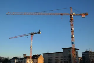 起重机，建筑，天空，baukran，现场，施工工程，格构吊臂起重机，吊臂