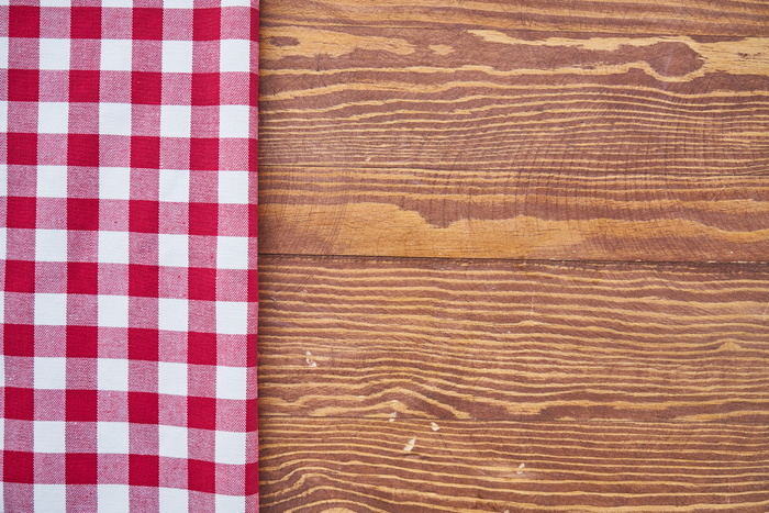 白色，红色，方格布台布，棕色，桌子，织物，格子布，毛巾