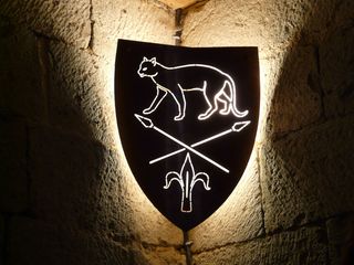 纹章，城堡，长矛，光，阴影，灯光，中世纪，山猫