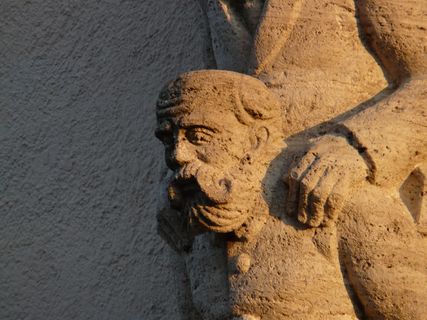 男人，巴特，手，脸，石头，石工，侧面，男人