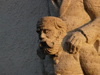 男人，巴特，手，脸，石头，石工，侧面，男人