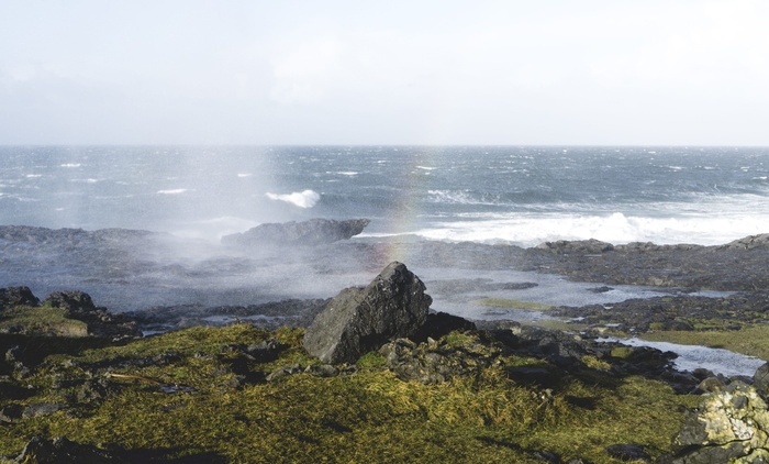 爱尔兰、法诺、大西洋、岩石、海洋、穆斯、彩虹、绿色