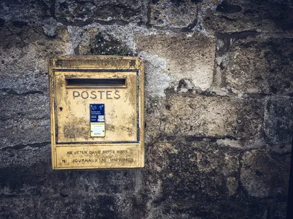 法国，vic sur Ainse，黄色，墙，邮件，邮寄，邮箱，发送