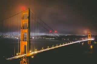 建筑，桥梁，金门大桥，夜景，河流，旧金山，水，名胜古迹