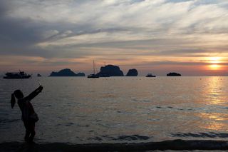 日落，拍快照，拍照，m，手，摄影师，人，人