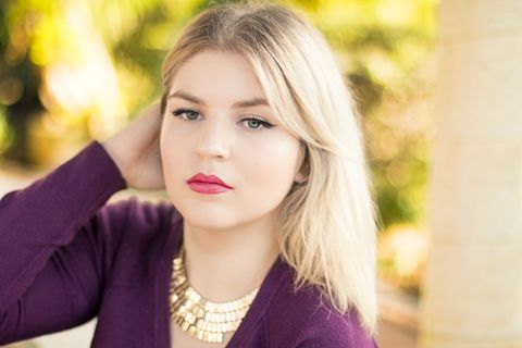 迷人的，金发的，女孩，人，肖像，女人，头发，金发