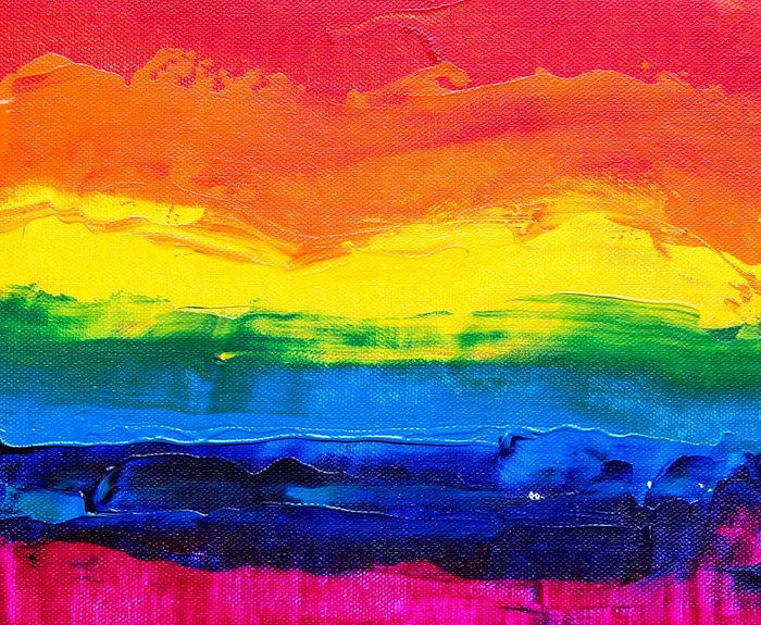 橙色、黄色、绿色和蓝色抽象画