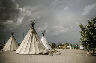 marfa，美国，自然，teepee，stormy，desert，trees，west texas