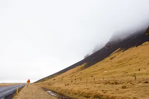 柏油路，白天，风景，摄影，棕色，山，旁边，柏油路