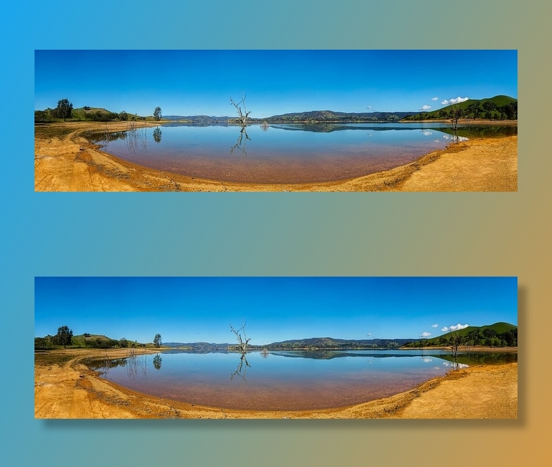 蓝天，日光，田园诗，湖泊，风景，山脉，户外，全景