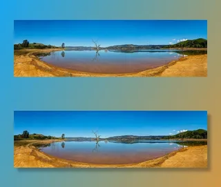 蓝天，日光，田园诗，湖泊，风景，山脉，户外，全景