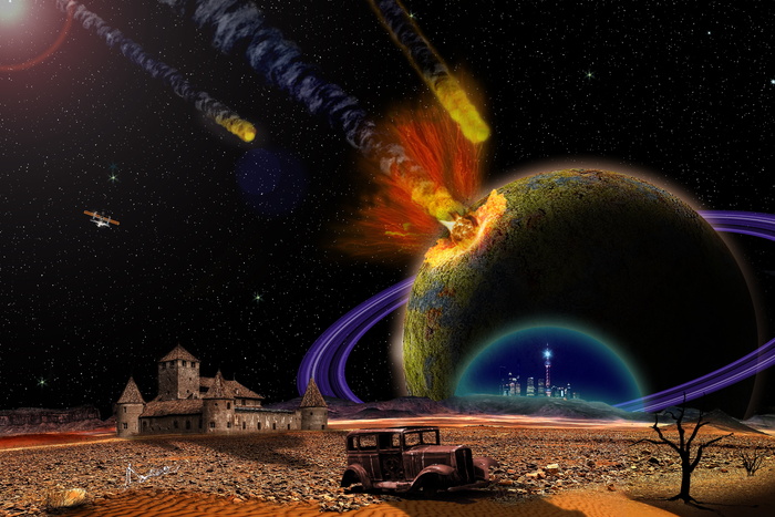 彗星，行星插图，阿德莫里亚的终结，世界末日，爆炸，太空，行星，陨石