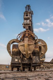 灰色、黑色、工业、机器、保持、铲斗、挤出机、重型机械