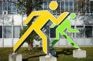 男性，慢跑，跑步，数字，短跑，抽象，黄色，绿色