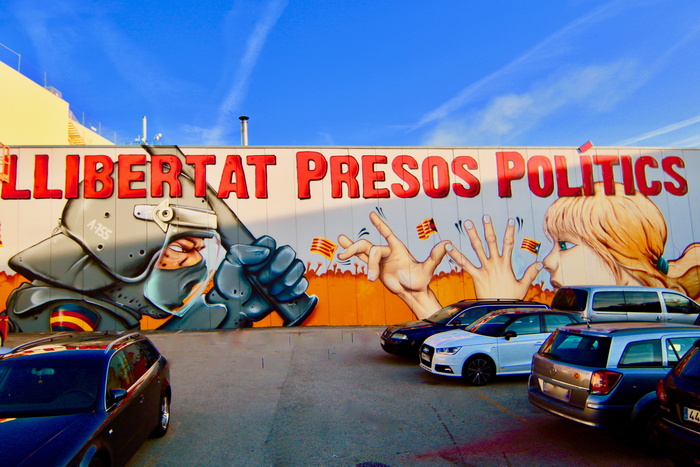 加泰罗尼亚，西班牙，索赔，独立，蓝色，停车场，停车场，汽车