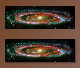 红色、绿色、星系插图、星系、仙女座、螺旋、宇宙、太空
