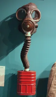 黑色、红色、防毒面具、蓝色、混凝土、墙壁、红色气体、蓝色