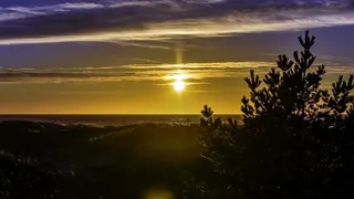 日落，日落天空，云朵，海滩，沙丘，傍晚，黄昏，天空