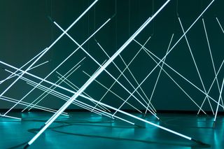 白杆插图、灯光、电缆、艺术、设计、安装、对称、室内设计