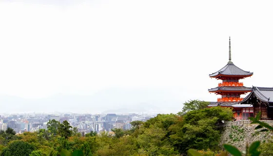 树木附近的橙色寺庙