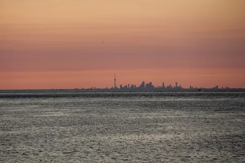 日落，水，海，黎明，傍晚，多伦多，尼亚加拉湖，湖面