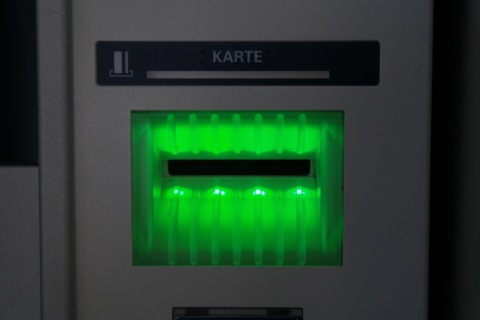 白色、绿色、卡丁车、电子、设备、Atm、卡、插槽、地图