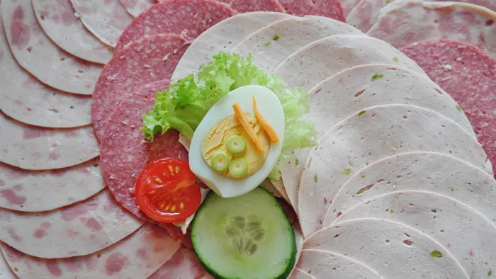 切片，火腿，蔬菜，香肠，Wurstplate，早餐，肉，吃