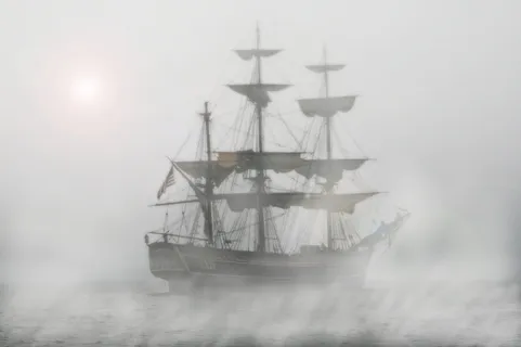 帆船插图,海盗,帆船,护卫舰,船,雾,航行,水 帆船插图,海盗,帆船,护卫舰,船,雾,航行,水