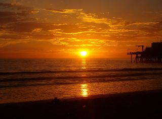 日落，海滩，小夜总会，海滩日落，海洋，天空，水，度假