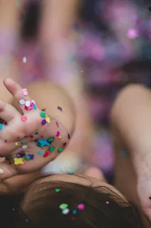 艺术，孩子，五颜六色，五彩纸屑，乐趣，女孩，孩子