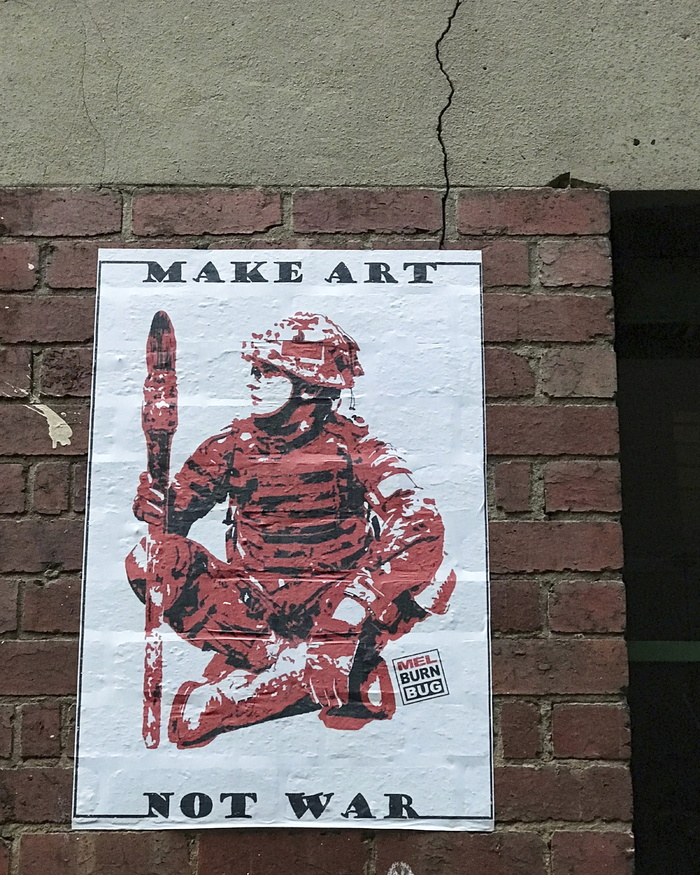 澳大利亚，墨尔本，红色，砖墙，梅尔烧伤虫，海报，油漆刷，裂缝