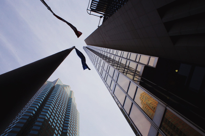 多伦多, 加拿大, 玻璃, 查找, 架构, 国旗, 建筑物, 建筑结构