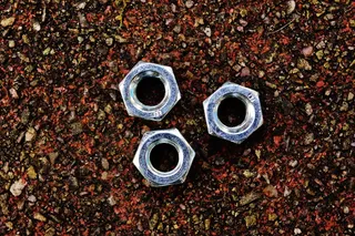 艾伦、螺母、六角螺栓、建筑材料、银、金属、高角度视图、无人