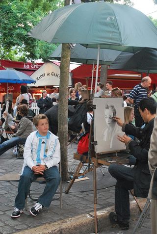 巴黎，艺术家，蒙马特，法国人，旅游，坐着，男人，真人