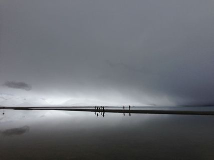 海滩、云朵、黎明、黄昏、黄昏、雾、码头、湖泊