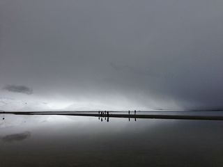 海滩、云朵、黎明、黄昏、黄昏、雾、码头、湖泊