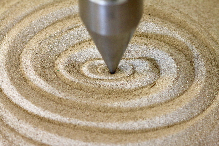 螺旋, 钟摆, 沙子, 金属尖, 摆图, 和谐, 几何, 特写