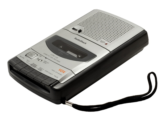 gray，radioshack盒式磁带播放器，录音机，盒式磁带，内置麦克风，radioshack，手持式录音机，工作