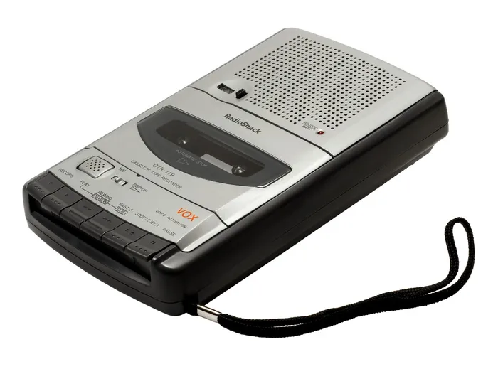 gray，radioshack盒式磁带播放器，录音机，盒式磁带，内置麦克风，radioshack，手持式录音机，工作