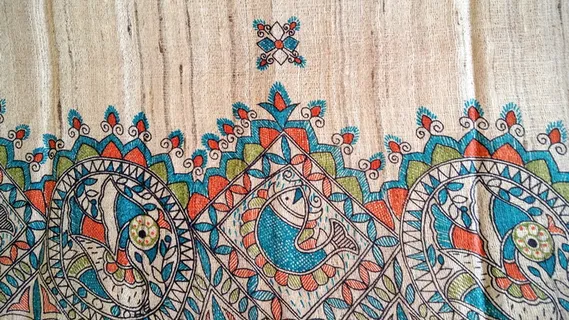 蓝色、棕色、布、图案、鱼、花、绿色、手工艺品