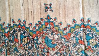 蓝色、棕色、布、图案、鱼、花、绿色、手工艺品