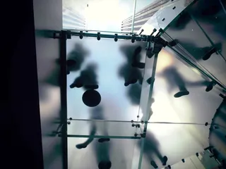 worm，视线，玻璃地板，纽约，美国，玻璃屋，艺术，剪影