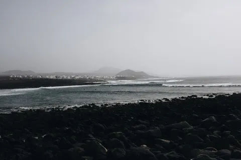 海滩, 黑色, 灰色, 岛屿, 景观, 岩石, 海, 岸