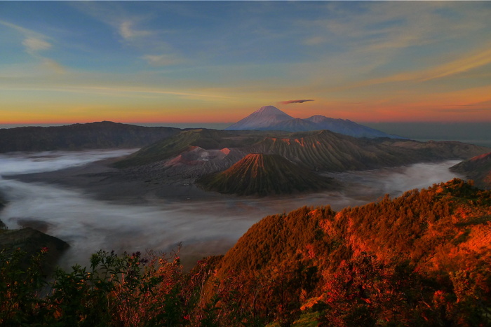 日出、火山、布罗莫、印度尼西亚、爪哇、自然、国家、公园