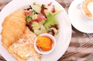 培根，面包，早餐，奶酪，干的，鸡蛋，鸡蛋，新鲜