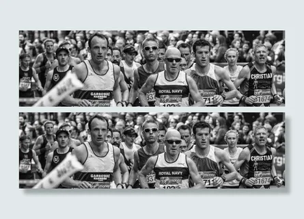 灰度照片，男人，跑步，马拉松，伦敦马拉松，跑步者，无人，室内