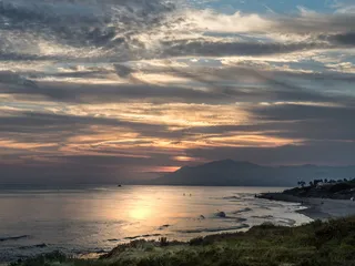日落期间的海岸，日落，卡波皮诺，马贝拉，马拉加，西班牙，天空，海洋