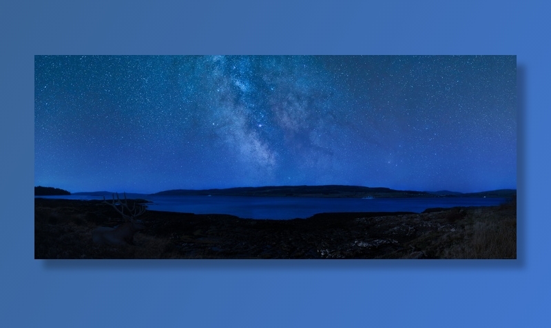 身体、水、夜晚、夜空、牡鹿、苏格兰、马尔岛、星星